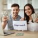 Couple holding cash and approval letter after getting credit builder loan