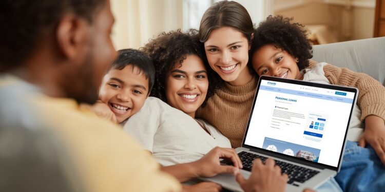Happy Family Applying For Personal Loan