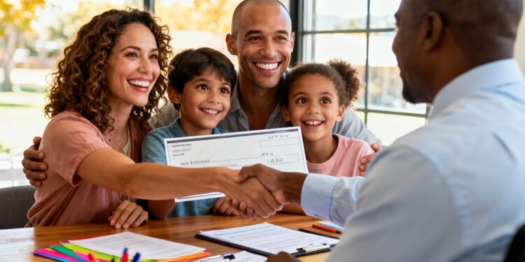 Stack of cash and smartphone showing instant same-day loan approval