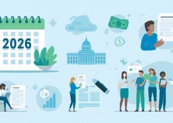 A 2026 payday loan reform illustration showing documents, money icons, and borrowers reviewing new rules