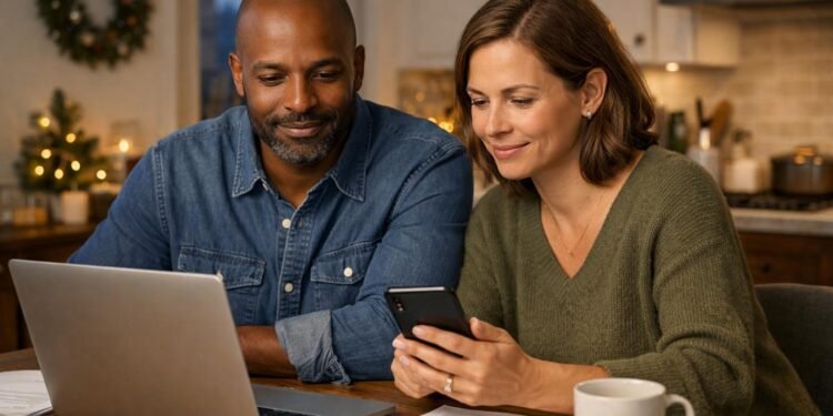 same-day loans guide showing calm and confident financial planning at home