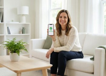 Adult reviewing a same-day loan approval on a smartphone in a calm home setting