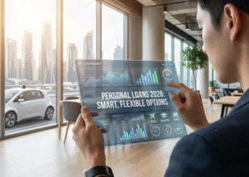 Person reviewing personal loan options and financial goals in a bright, modern home setting