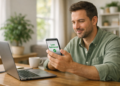 Person reviewing same-day loan approval on smartphone at home