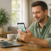 Person reviewing same-day loan approval on smartphone at home